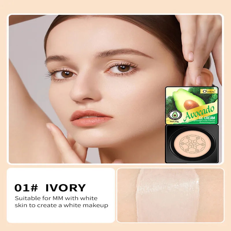 OCHEAL Mushroom Head BB Cream Foundation Cream for Face Makeup Concealer Cushion for Face Base Cream Makeup Cushion Compact