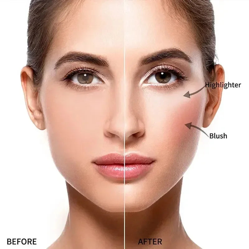 3 In 1 Bronzer Blusher Highlighter Shimmer Orange Pink Matte Rouge Glow Face Palette Blush Eye Shadow Multi-Layered Eye Makeup